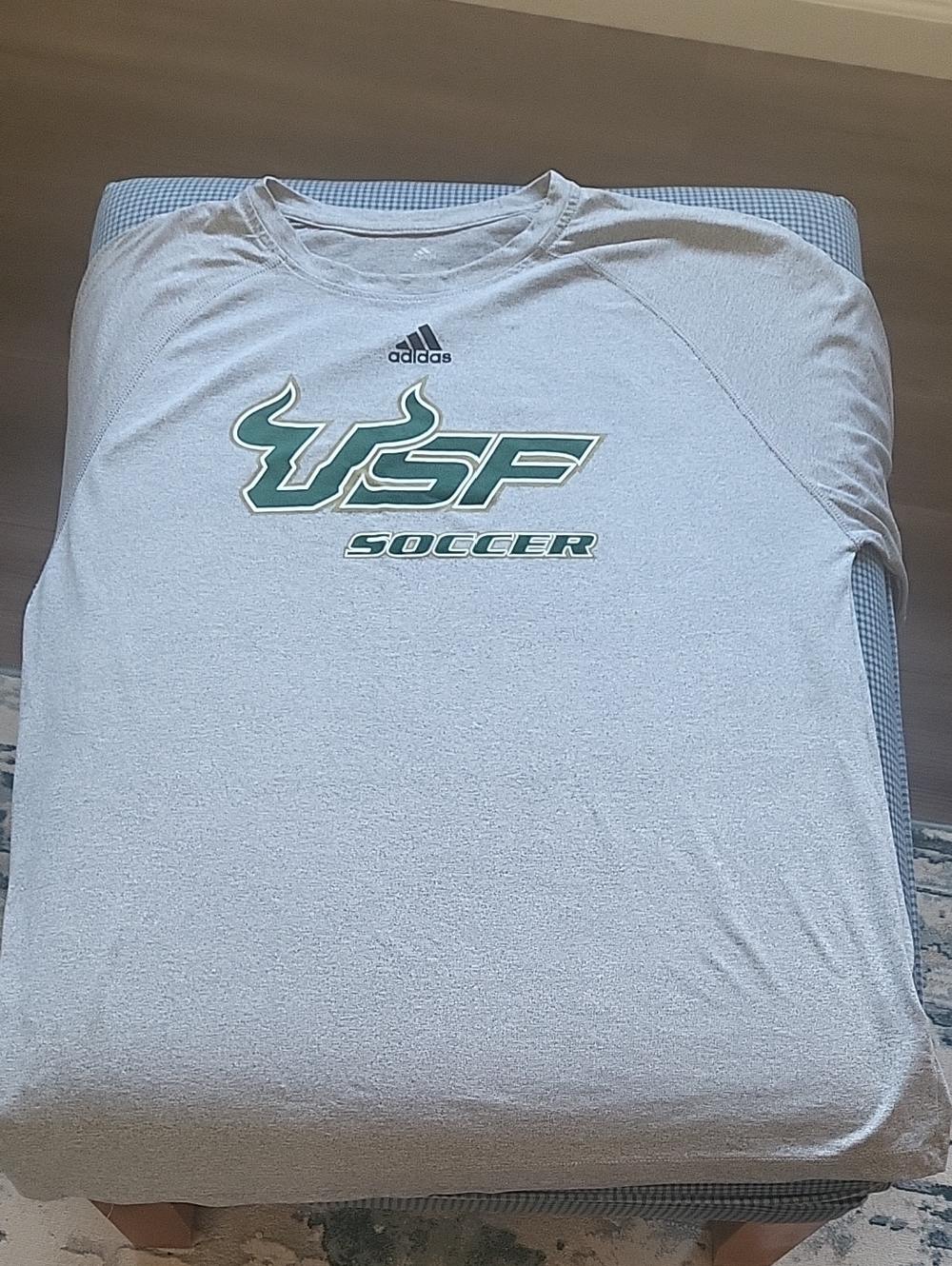 adidas Light Gray USF Soccer Short Sleeve Performance Tee